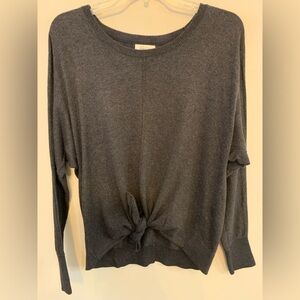 STYLE & CO. Oversized Front Tie Hammock Charcoal Knit Top